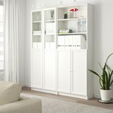IKEA BILLY cam/panel kapaklı kitaplık beyaz - 79280724