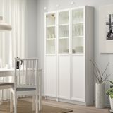 IKEA BILLY cam/panel kapaklı kitaplık beyaz - 79281790