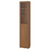 IKEA BILLY cam/panel kapaklı kitaplık kahverengi ceviz görünüm - 19483338