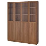 IKEA BILLY cam/panel kapaklı kitaplık kahverengi ceviz görünüm - 19483545