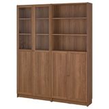 IKEA BILLY cam/panel kapaklı kitaplık kahverengi ceviz görünüm - 19581862