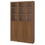 IKEA BILLY cam/panel kapaklı kitaplık kahverengi ceviz görünüm - 29581847