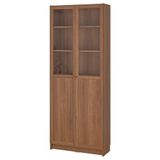 IKEA BILLY cam/panel kapaklı kitaplık kahverengi ceviz görünüm - 69483326