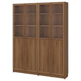 IKEA BILLY cam/panel kapaklı kitaplık kahverengi ceviz görünüm - 69581812