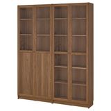 IKEA BILLY cam/panel kapaklı kitaplık kahverengi ceviz görünüm - 79581859