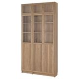 IKEA BILLY cam/panel kapaklı kitaplık meşe görünümlü - 19581895