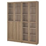 IKEA BILLY cam/panel kapaklı kitaplık meşe görünümlü - 39581861