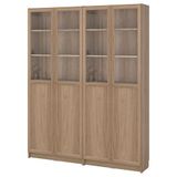 IKEA BILLY cam/panel kapaklı kitaplık meşe görünümlü - 49581813