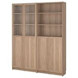 IKEA BILLY cam/panel kapaklı kitaplık meşe görünümlü - 49581865