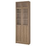 IKEA BILLY cam/panel kapaklı kitaplık meşe görünümlü - 69581911