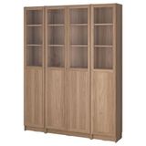 IKEA BILLY cam/panel kapaklı kitaplık meşe görünümlü - 79483547