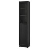 IKEA BILLY cam/panel kapaklı kitaplık siyah meşe görünümlü - 39483337