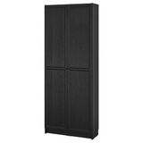 IKEA BILLY kapaklı kitaplık siyah meşe görünümlü - 39563131