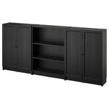 IKEA BILLY kapaklı kitaplık siyah meşe görünümlü - 39578123