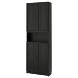 IKEA BILLY kapaklı kitaplık siyah meşe görünümlü - 49483370