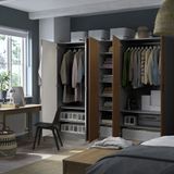 IKEA /BJÖRNESKOGEN/AHEIM gardırop koyu gri-ceviz kaplama-ayna - 79575311