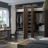 IKEA /BJÖRNESKOGEN/AHEIM gardırop koyu gri-ceviz kaplama-ayna - 89575315