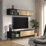 IKEA BOASTAD tv ünitesi siyah-meşe kaplama - 19535219