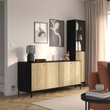 IKEA BOASTAD tv ünitesi siyah-meşe kaplama - 39535218