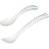 Ikea Börja Mama Kaşığı Beyaz-Mavi 2 Adet - Sizin için uzun bir kaşık ve bebeğiniz için kavraması kolay bir kaşık.