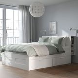IKEA BRIMNES/LINDBADEN çift kişilik karyola beyaz - 19494879