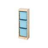 IKEA Çam Pratik Saklama Ünitesi, 44x30x91 cm, Açık Mavi, Çocuk Odası Oyuncak Dolabı
