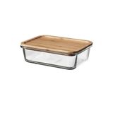 IKEA Cam Saklama Kabı, Bambu Kapak, 1 Litre, Dikdörtgen