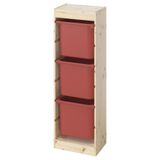IKEA Çam Saklama Ünitesi, 44x30x91 cm, Kırmızı, Çocuk Odası Oyuncak Dolabı