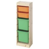 IKEA Çam Şık Saklama Ünitesi 44x30x91 cm, Turuncu-Yeşil, Çocuk Odası Oyuncak Dolabı