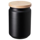 IKEA Çay Kahve Kavanozu,Siyah Renk MeridyenDukkan 1 lt Siyah Cam-Bambu Kapak