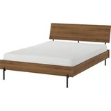 IKEA Çift Kişilik Başlıklı Karyola Iskeleti 140X200 cm Kahverengi - Modern Iskandinav Tarzı Ahşap Yatak Odası Karyolası (Yatak/şilte Hariç) - 140 x 200 cm