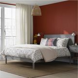 IKEA Çift Kişilik Başlıklı Karyola Iskeleti 160X200 cm Gri - Modern Iskandinav Tarzı Ahşap Yatak Odası Karyolası (Yatak/şilte Hariç) - 160 x 200 cm