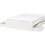 IKEA Çift Kişilik Çekmeceli Karyola Iskeleti 140X200 cm Beyaz - Modern Iskandinav Tarzı Ahşap Yatak Odası Karyolası (Yatak/şilte Hariç) - 140 x 200 cm