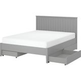 IKEA Çift Kişilik Çekmeceli Karyola Iskeleti 140X200 cm Gri - Modern Iskandinav Tarzı Ahşap Yatak Odası Karyolası (Yatak/şilte Hariç) - 140 x 200 cm