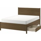 IKEA Çift Kişilik Çekmeceli Karyola Iskeleti 140X200 cm Kahverengi - Modern Iskandinav Tarzı Ahşap Yatak Odası Karyolası (Yatak/şilte Hariç) - 140 x 200 cm