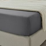 IKEA Çift Kişilik Gri Lastikli Çarşaf 140X200 cm - Pamuklu Yumuşak Doku - Yatak Çarşafı