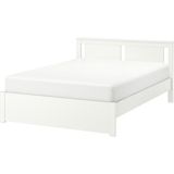 IKEA Çift Kişilik Karyola Iskeleti 140X200 cm Beyaz - Modern Iskandinav Tarzı Ahşap Yatak Odası Karyolası (Yatak/şilte Hariç) - 140 x 200 cm