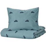 IKEA Çocuk Nevresim Takımı Tek Kişilik 150 x 200 Mavi Renk-Araba Temalı Nevresim Çarşa - 120 x 180 cm - Açık Kahverengi