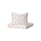 IKEA Çocuk Nevresim Takımı Tek Kişilik Kalpli Desen 150x200 cm, Pembe Beyaz