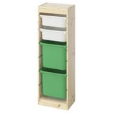 IKEA Çok Renkli Saklama Ünitesi, 44x30x91 cm, Çocuk Odası Oyuncak Dolabı Düzenleyici, Çam-Beyaz-Parlak Yeşil