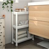 IKEA Çok Renkli Vesken Servis Sehpası, Tekerlekli Çok Amaçlı Raf Beyaz, 54X18X71 cm Plastik - 0 - Acorn