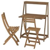 IKEA DJUPÖN/ASKHOLMEN katlanabilir masa ve katlanabilir sandalye seti kahverengi-koyu kahve - 19608102
