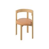 IKEA Döşemeli Ahşap Sandalye, Meşe-Deri, Turuncu, 45x45 cm