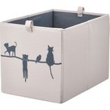 IKEA Düzenleyici Kedi Desenli Kare Kutu Evdüzeni Düzenleme Saklama Kutusu 26X37X26 cm Bej Oyuncak Kutusu