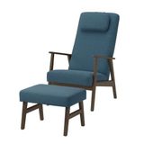 IKEA EKENASET tekli koltuk ve ayak uzatma taburesi ceviz görünümlü-axvall koyu gri-mavi - 39621452