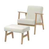 IKEA EKENASET tekli koltuk ve ayak uzatma taburesi meşe görünümlü-axvall kırık beyaz - 29622796