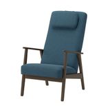 IKEA EKENASET yüksek arkalıklı tekli koltuk ceviz görünümlü-axvall koyu gri-mavi - 00624381
