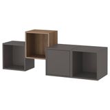 IKEA EKET duvar dolabı kombinasyonu koyu gri-ceviz görünüm - 29570293