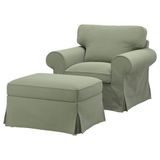 IKEA EKTORP tekli koltuk ve puf hakebo gri-yeşil - 29553873