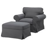 IKEA EKTORP tekli koltuk ve puf hakebo koyu gri - 59553876